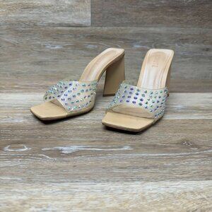 Schutz Lizah Crystal Vinyl Slide Sandal Women's Size 9